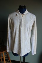 San Soleil Women&#39;s Tan/White Snake Print Long Sleeve 1/2 Zip UPF 50 Top ~M~ - $37.39