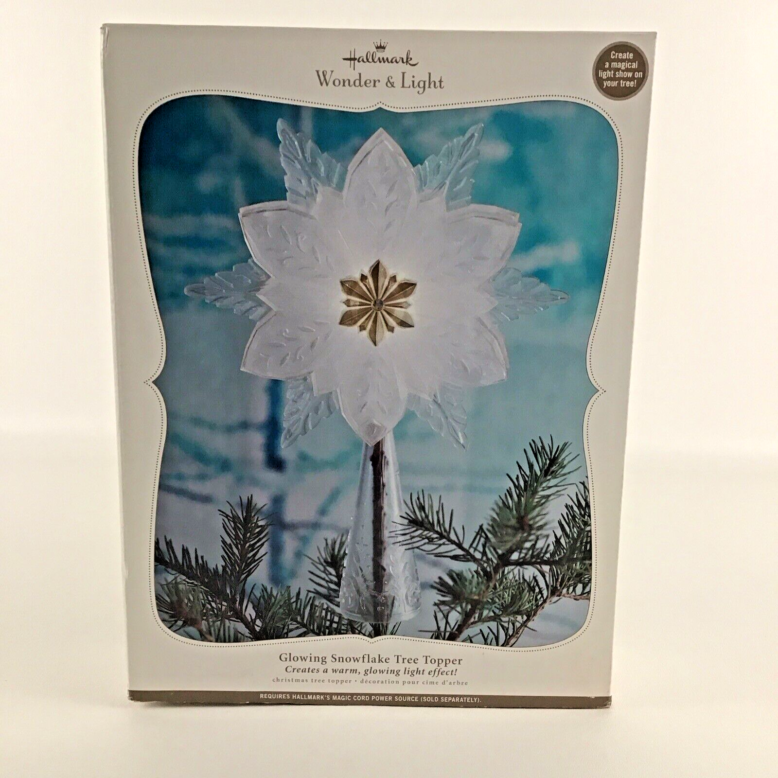 Hallmark Wonder & Light Glowing Snowflake Christmas Tree Topper Light Show 2010 - $39.55