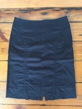 H&amp;M Black Body Contoured Short Pencil Skirt Back Slit Cotton Blend 8 29&quot; Waist - £15.12 GBP