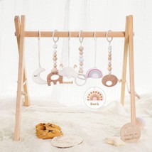 little dove Baby Play Gym Wooden Baby Gym with 6 Toys Foldable Play Gym Frame Ac - £35.86 GBP