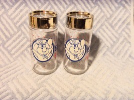Pilsbury Doughboy Glass Salt &amp; Pepper Shakers Vintage Unused - £15.87 GBP