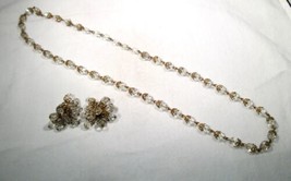Vintage Bead Brass Style Necklace &amp; Earrings Set K254 - £38.63 GBP
