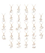1/20Ct TW Diamond A-Z Alphabet Pendant Necklace Pink Plated Silver - $67.99+