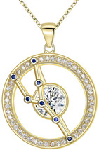 Taurus Sterling Sliver CZ Horoscope Zodiac Constellation Pendant Necklace Golden - £52.56 GBP
