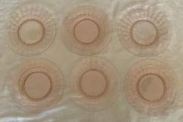 Hocking Glass 1930&#39;s Pink Depression BLOCK OPTIC 8&quot; Luncheon Salad Plates - £15.71 GBP