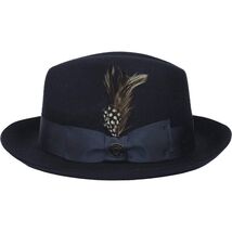 Men Bruno Capelo Fedora Hat Wool 100% Fine Australian Wool Marco MC941 Navy image 2