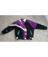 Vintage Hot Spice Winter Coat Womens Medium Purple Black White Retro Zip... - $33.03 CAD