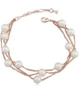 Bracciale donna Cristallino Azuria placcato oro rosa 18 kt perle simulat... - $379.64 CAD