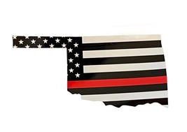 OKLAHOMA Thin Red Line USA Flag Reflective Decal Sticker Fire Fighter EMS - £6.25 GBP