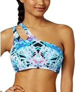NEW BAR III Blue Hot Tropics Croped One Shoulder Bikini Swimwear Top XS ... - £15.02 GBP