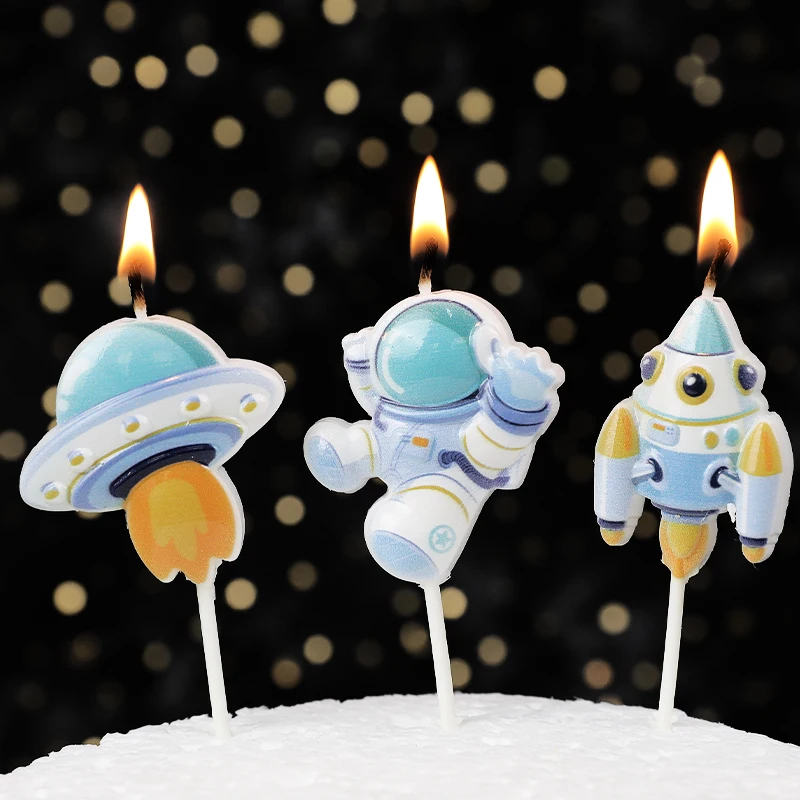 House Home Child Happy Birthday Party Astronaut Cake Candle For Universe Outer S - £19.98 GBP