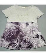 Free Kisses Womens Shirt Size M Gray Stretch Tie Dye Short Sleeve Round ... - £8.55 GBP