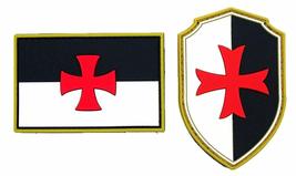 Knights Templar Cross Shield Flag Patch [2PC Bundle -Hook Fastener - PVC Rubbe - £11.78 GBP