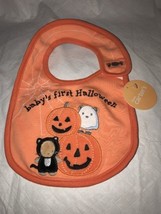 Carter&#39;s “Baby’s First Halloween” Bib Reversible Cloth Pumpkins Ghost Sp... - £7.86 GBP