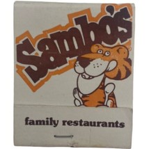 Vintage Sambo&#39;s Family Restaurants Matchbook Matches 1974 To 1984 Tiger Graphic - £4.66 GBP