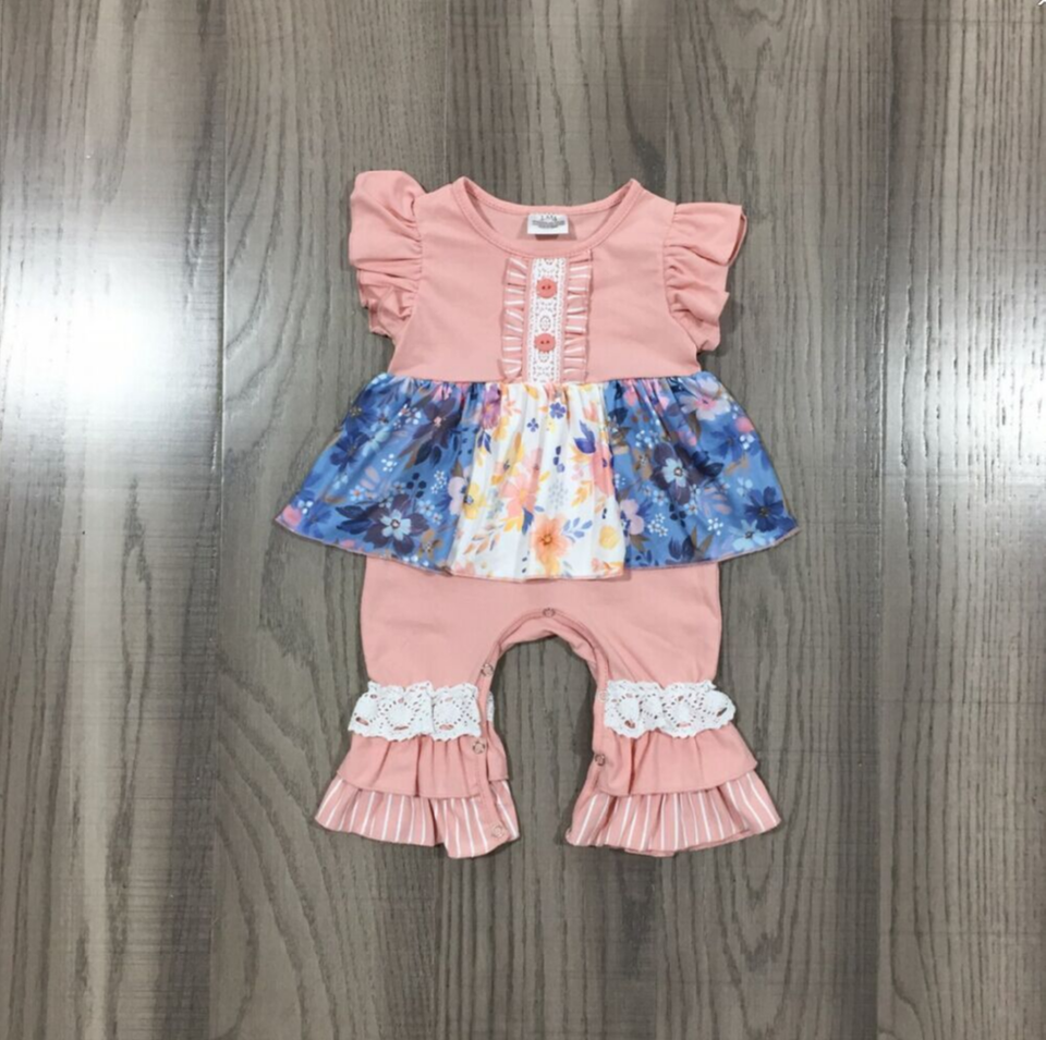 Primary image for NEW Boutique Baby Girls Skirted Floral Ruffle Romper Jumpsuit 18-24 Months
