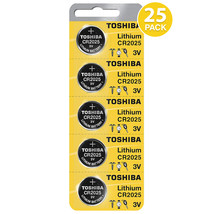 Toshiba CR2025 Battery 3V Lithium Coin Cell 2025 Batteries (25 Count) - £14.38 GBP