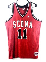 Men’s Basketball Saxon Scona Athletic Embroidered NBA Jersey Size XL No 11 Red - £19.75 GBP