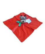 Carters Reindeer Security Blanket Christmas Red White Stripe Satin Rattl... - $14.84
