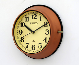 Vintage Maritime Seiko wall clock Nautical Retro Industrial ship clock Copper - $135.00