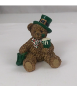 Vintage St. Patrick&#39;s Day Irish Teddy Bear With Beer Mug 3&quot; Resin Figurine - £7.46 GBP