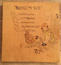 Vintage Engraved Wood Plaque Wall Art Buckle My Shoe - £23.18 GBP