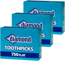 Diamond Flat Toothpicks 750Ct, 3 Pack - £9.68 GBP