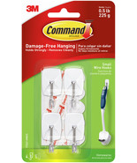Command Small Wire Hooks 4/Pkg-White 4 Hooks &amp; 5 Strips. - €13,94 EUR