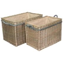 Rectangular Rope Handled Wicker Log Basket - £54.28 GBP+