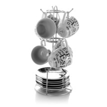 Gibson Espresso 13 Piece Small 3 oz Stoneware Coffee Cup Set with Wire Saucer Cu - $1,444.00 MXN