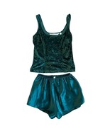 Vintage Victoria&#39;s Secret Pajama Set Women&#39;s Small Green Crushed Velvet ... - £46.98 GBP