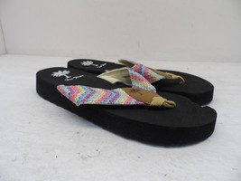 Fun Flops Women&#39;s Thong Foam Sandal 6235A Black Multi Size 7M - £11.28 GBP