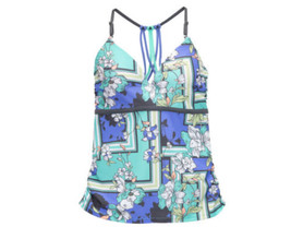 Free Country Triple Back Strap Tankini for Ladies -Cloud Grey Multi - M (8-10) - £14.54 GBP