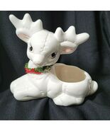 Anthropomorphic Christmas Quilted White Laying Sit Deer Planter Antlers ... - $451.65 MXN