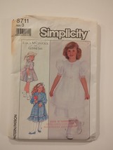 Simplicity Pattern 8711 Girls Gunne Sax Dress in Two Lengths Size 3 Cut Sewing - £6.06 GBP
