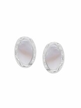 Kicky and Perky 925 Sterling Silver Mother of Pearl Textured Oval Stud E... - $42.12