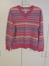 Pendelton Ladies Ls V-NECK Striped Pullover SWEATER-M-100% COTTON-BARELY Worn - £7.49 GBP