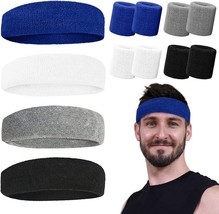 Sports Sweat Bands for Men -12 Pack Sports Headband and Wristbands, Sweatbands - £20.70 GBP