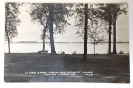 Clear Lake from Methodist Camp Iowa RPPC T-64 Posted 1951 Canoe Trees Shoreline - £15.73 GBP