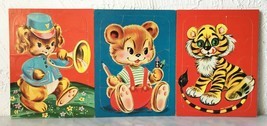 Vintage Whitman 1950s Puppy Bear Tiger - 3 Frame Tray Preschool Puzzles - $47.45