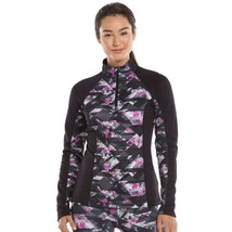 Fila Athletic Shirt Quarter Zip Pullover Black Heathered Dash Top Womens... - $11.86