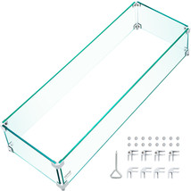 Fire Pit Wind Guard Tempered Glass Flame Guard 30x11x6 inch Wind Shield Safety - £75.17 GBP