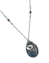 1928 Jewelry Women&#39;s Pewter Cat with Blue Enamel Beaded - $149.27