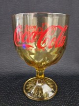 Vintage Enjoy Coke Coca-Cola Soda Pop Thumbprint  Grip Goblet 6&quot; Amber Glass - £8.79 GBP