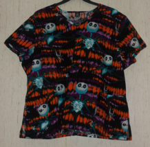 Excellent Womens Disney Nightmare Before Christmas Novelty Scrubs Top Size 3XL - $25.20