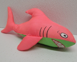 Vintage Pink Green Shark Plush Stuffed Nylon Toy 9.5&quot;  - $43.55