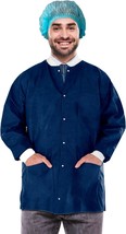 Disposable Lab Jackets; 29&quot; Long. Pack of 100 True Blue Hip-Length Work Gowns Sm - £488.33 GBP