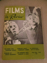 Films In Review Dorothy Gish; Franz Waxman music; Eddie Constantine Sept 1968 VG - $8.99