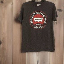 Levi’s Small Short Sleeve Gray Graphic T-shirt Logo Built Strong Since 1873 - $12.19