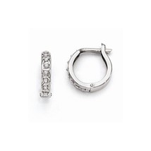 1.5Ct Round Simulated Diamond 14K White Gold Plated Hoop/Huggie Women&#39;s Earrings - £75.17 GBP